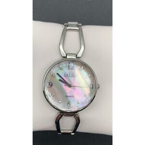 Dakota Women’s Silver Tone With Mother Of Pearl & Faceted Face Watch